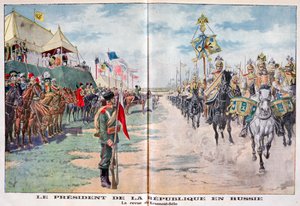 Republikkens president gjennomgår russiske tropper, Krasnoye Selo, Russland, 1914 av Unbekannt