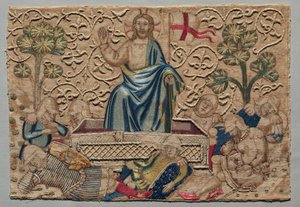 Oppstandelsen, fra et brodert alter foran: 1375-1400. av Unbekannt