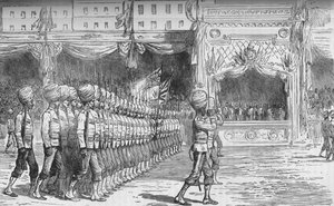 The Review at Cairo: March Past of the Beloochees, c1880 av Unbekannt