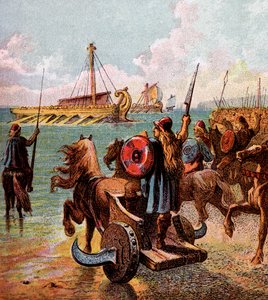 Romerne erobrer Storbritannia, ca 1850 av Unbekannt