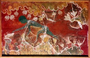 The Saffron-Gatherer Fresco fra Minoan Royal Palace, Knossos, Kreta. c1400-tallet f.Kr av Unbekannt