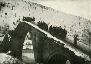 Den serbiske hærens generalstab på deres retrett gjennom Albania, 1919. av Unbekannt