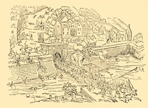 Spanjolene fanger Antwerpen i sin lange kamp med nederlenderne, 1576, c1930. av Unbekannt