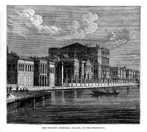 Sultans hovedpalass, ved Bosporos, Tyrkia, 1800-tallet av Unbekannt
