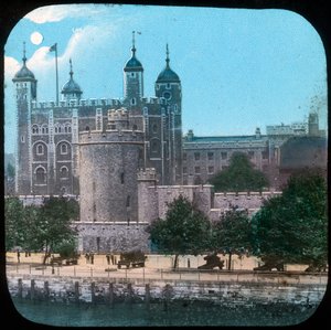Tower of London om natten, sent på 1800-tallet eller tidlig på 1900-tallet av Unbekannt