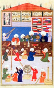 Den tyrkiske astronomen Takiuddin ved sitt observatorium i Galata, Istanbul, 1581 av Unbekannt