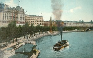 Victoria Embankment og dampskip ved Themsen, London, c1907. av Unbekannt