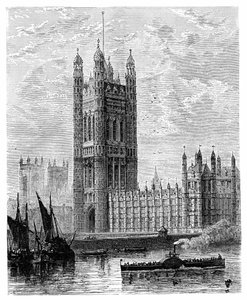 Victoria Tower og Houses of Parliament, London, 1900 av Unbekannt
