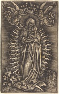Jomfruen kronet av to engler, ca. 1500. av Unbekannt