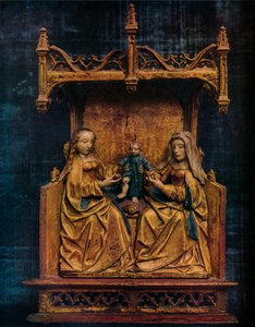 Jomfruen og St. Anne lærer spedbarnsfrelseren å gå, c1470 av Unbekannt