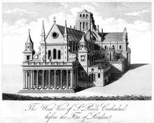 The West View of St Pauls Cathedral Before the Fire of London av Unbekannt