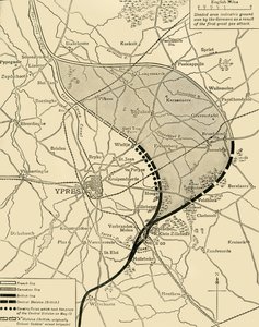 The Ypres Salient før og etter det andre slaget ved Ypres..., første verdenskrig, 1915, c1920. av Unbekannt