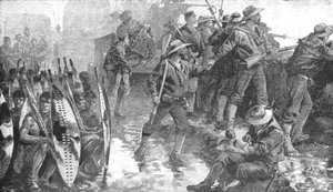 Zulu-krigen, 1879: Menn fra HMS Shah inne i Laager ved Ginghilovo, 1901. av Unbekannt