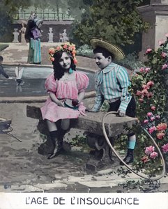 Uskyldens tidsalder, fransk postkort, c1900 av Unbekannt