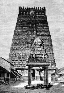 Hovedgopuraen til templet i Kumbakonam, India, 1895 av Unbekannt