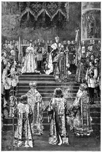 Kroningen av keiser Alexander III og keiserinne Maria Fyodorovna, 1883 sent på 1800-tallet av Unbekannt