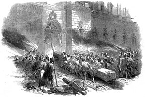Publikum stormer Arsenal i Berlin, Revolusjon i Preussen, mars 1848 av Unbekannt