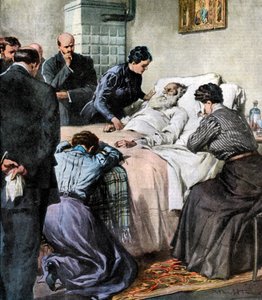 Leo Tolstojs død, russisk forfatter og filosof, 1910 av Unbekannt