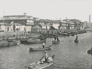 Inngangen til Suez-kanalen ved Port Said, Egypt, 1895. av Unbekannt