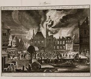Brannen i Amsterdams gamle rådhus, Holland, 7. juli 1652 av Unbekannt