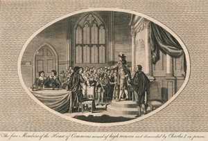 De fem medlemmene av Underhuset anklaget for høyforræderi, 1642 1793 av Unbekannt