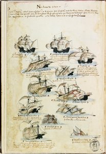 Flåten til Pedro Álvares Cabral i 1500. Fra Livro das Armadas, ca 1568. av Unbekannt