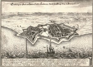 Festningsverkene til Landskrona, Sverige, tatt til fange av danskene i Skånekrigen, 1676 av Unbekannt