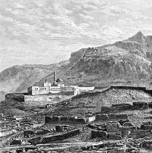 Moskeen og det ødelagte kvarteret Bayazid Dogubayazit, Tyrkia, 1895 av Unbekannt