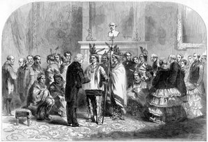 Presidenten i USA fikk de fiendtlige stammene til å håndhilse, 1858 av Unbekannt