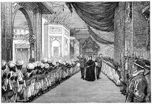 Dronningene besøker ved åpningen av Indian and Colonial Exhibition, London, 1886, 1900 av Unbekannt