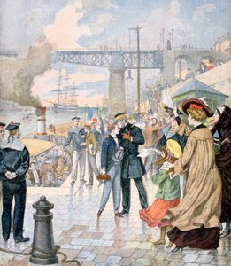 Returen av skipet Borda, og ombordstigning av skipet Fistots, Brest, Frankrike, 1902 av Unbekannt