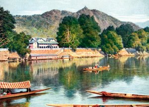 Elven Jhelum og klubbhuset i Srinagar, India, tidlig på 1900-tallet av Unbekannt
