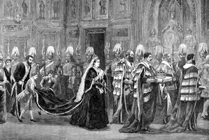 Den kongelige prosesjonen i Westminster Palace på vei til House of Lords, 1886, 1900 av Unbekannt
