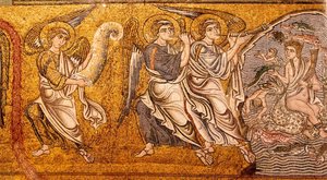 Havet ga opp sine døde The Last Judgement, Detail, 1100-tallet av Unbekannt