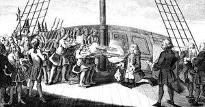 Skytingen av admiral Byng om bord på Monarque, 1757 av Unbekannt