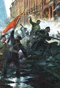 Stormingen av vinterpalasset, St. Petersburg, den russiske revolusjonen, oktober 1917 av Unbekannt