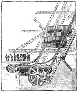 Brønnen til Roux Combaluzier-heisen, Eiffeltårnet, Paris, 1889 av Unbekannt
