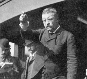 Theodore Roosevelt talte til et møte i New York State, 1901 av Unbekannt
