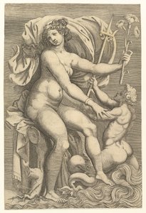 Thetis Sittende med en Triton, 1500-tallet. av Unbekannt