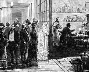 Thomas Edison eksperimenterte med elektriske lamper på bryllupsdagen, 1871 1883 av Unbekannt