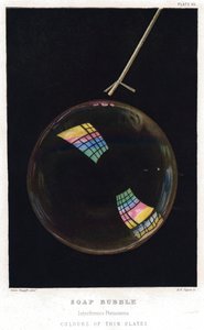 Thomas Young 1773-1829, Tynne filmer illustrert med såpeboble, 1872 av Unbekannt
