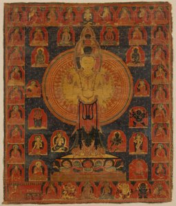 Thousand-Armed Chenresi, en kosmisk form av Bodhisattva Avalokiteshvara, 1300-tallet. av Unbekannt