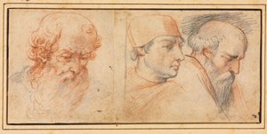 Tre hodestudier, 1600-tallet. av Unbekannt