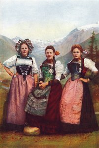 Tre sveitsiske jenter, 1912 av Unbekannt