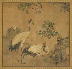 Tre traner under et tre, Edo-perioden, 1615-1868. av Unbekannt