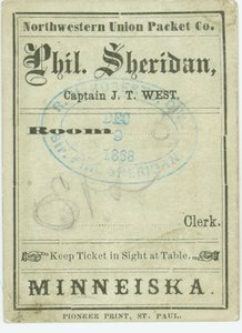 Billett til dampbåten Phil. Sheridan, 9. desember 1868 av Unbekannt