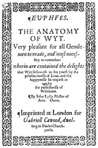 Tittelside til John Lylys Euphues eller The Anatomy of Wit, første utgave, 1579, 1942. av Unbekannt