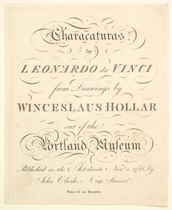 Tittelside: Characaturas av Leonardo da Vinci, fra Tegninger av Wincelslaus Hollar, ut av..., 1786. av Unbekannt