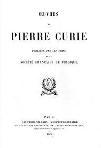 Tittelside til Works of Pierre Curie, 1908 av Unbekannt