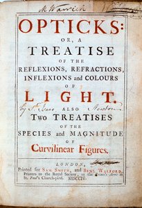 Tittelside til Optikk av den engelske vitenskapsmannen og matematikeren Isaac Newton, 1794 av Unbekannt